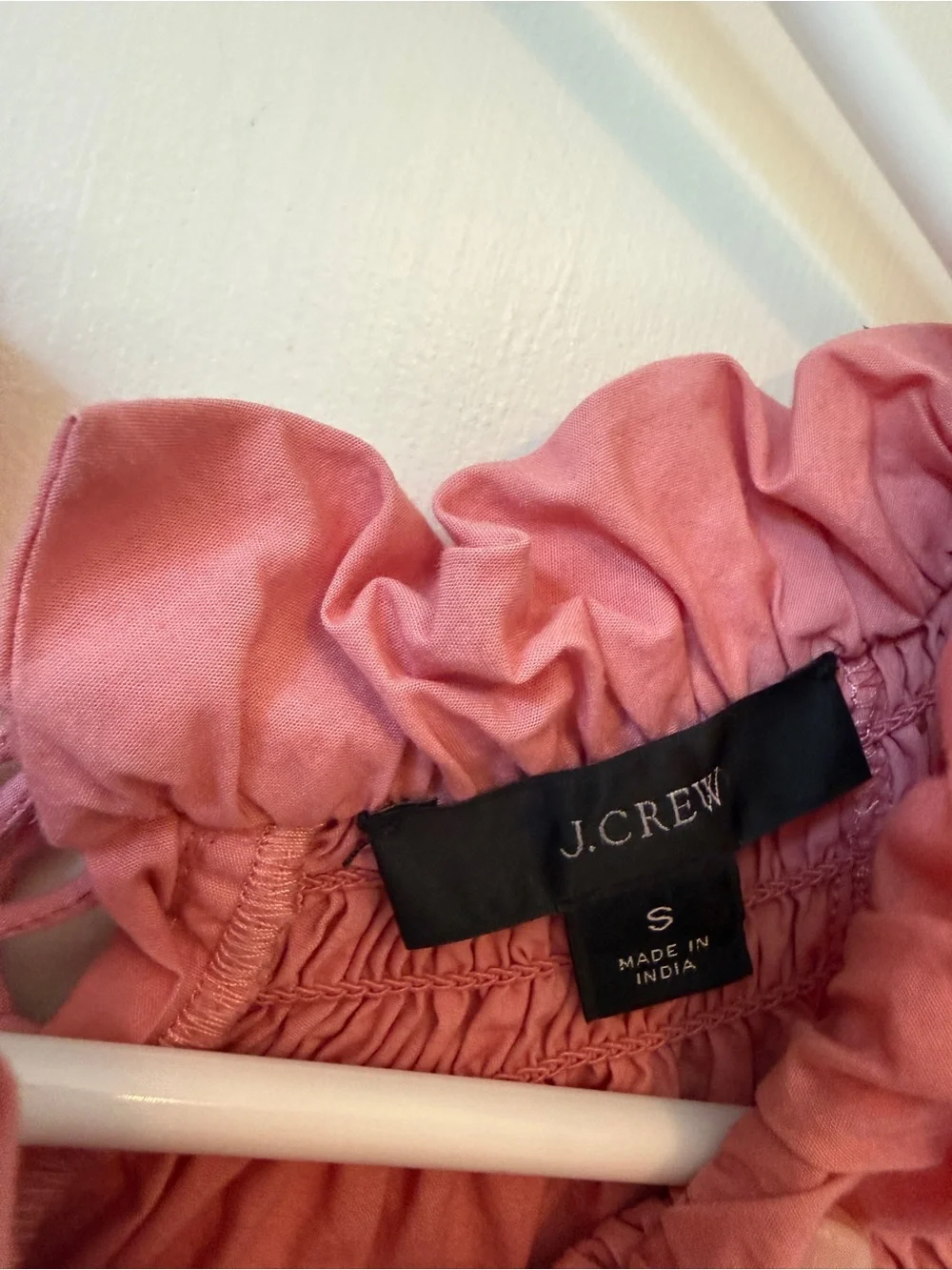 J. Crew Rose Pink Smocked Ruffle-Neck Blouse